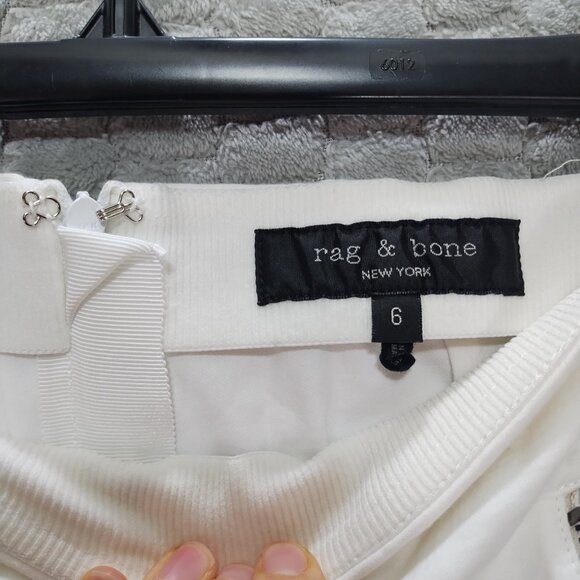 Rag N Bone Simone Pants-High Rise-Cigarette-White with Black Stripe-Sz 6 - Picture 5 of 11